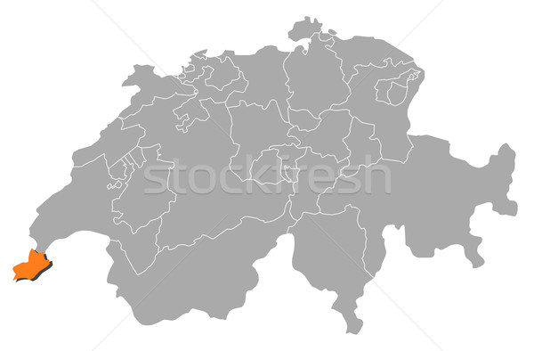 Map of Swizerland, Geneva highlighted Stock photo © Schwabenblitz