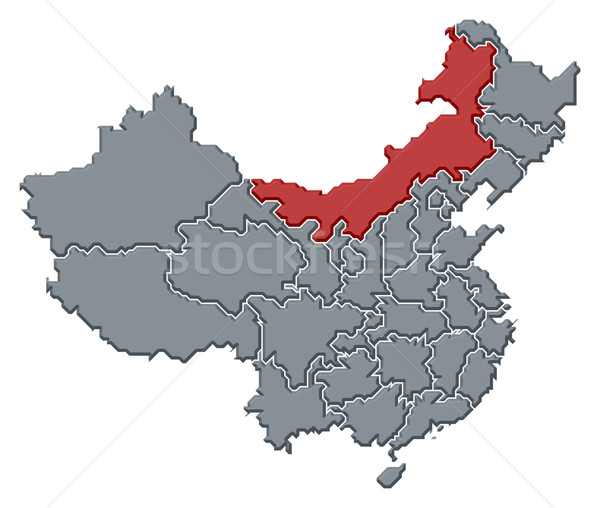 Foto d'archivio: Mappa · Cina · interno · Mongolia · politico · parecchi