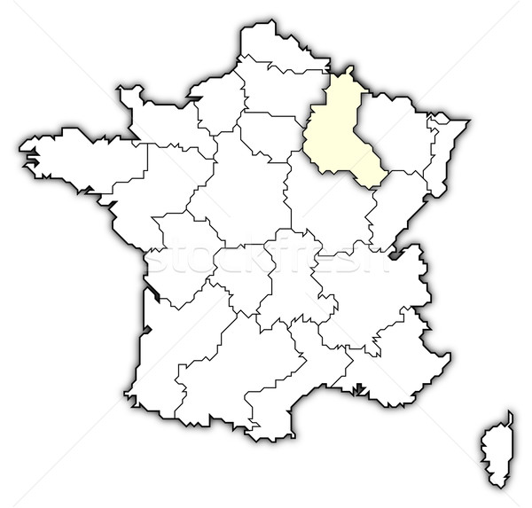 Stock photo: Map of France, Champagne-Ardenne highlighted