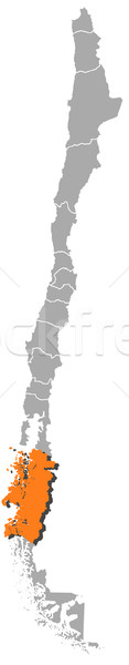 Stock fotó: Térkép · Chile · politikai · néhány · régiók · absztrakt