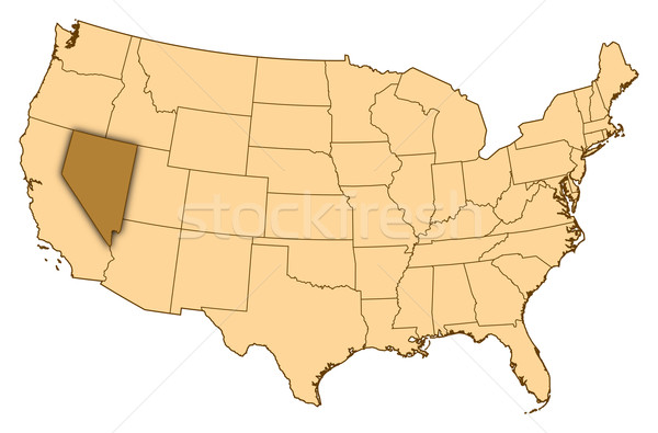 Map of United States, Nevada highlighted Stock photo © Schwabenblitz