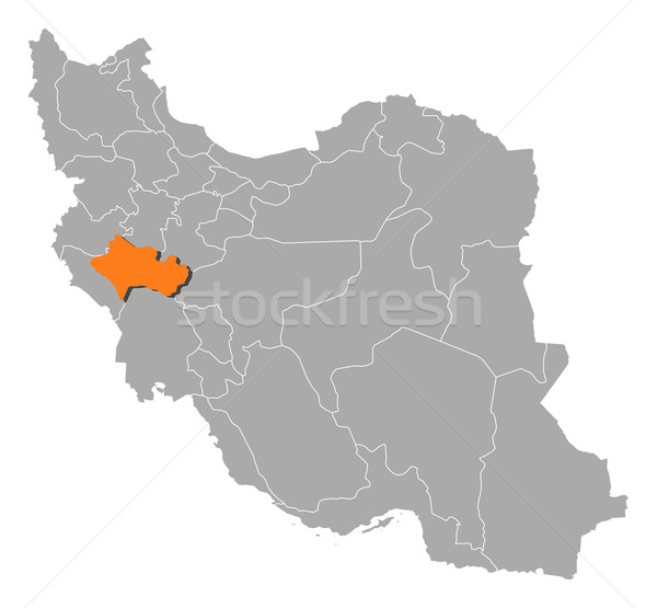 Map of Iran, Lorestan highlighted Stock photo © Schwabenblitz