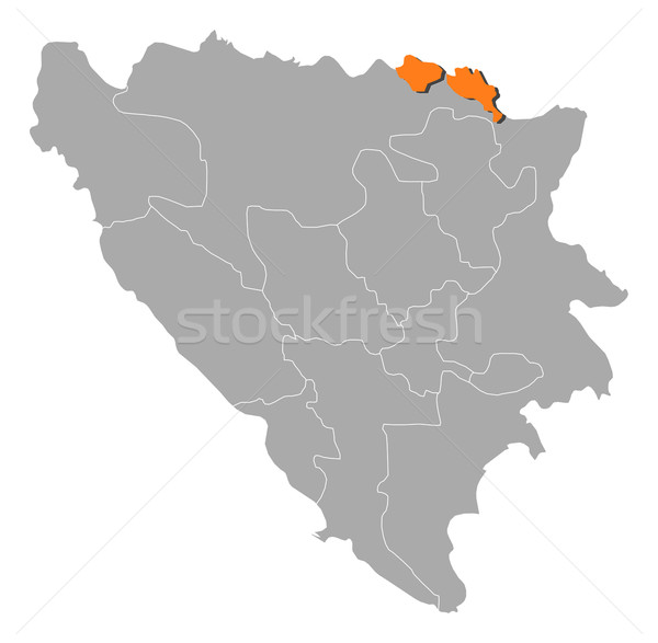 Map of Bosnia and Herzegovina, Posavina highlighted Stock photo © Schwabenblitz