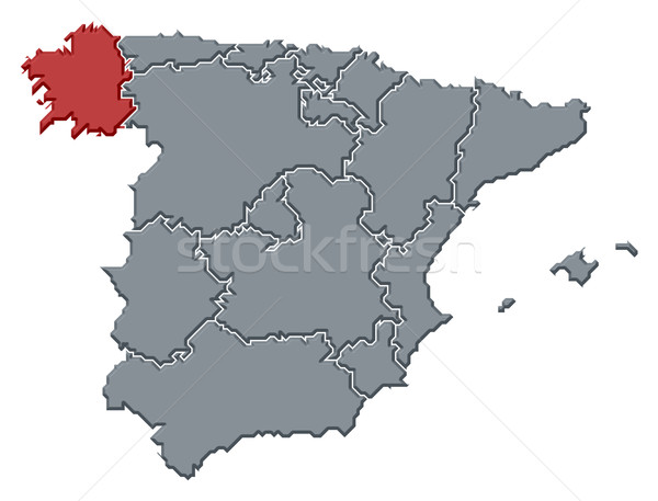 Map of Spain, Galicia highlighted Stock photo © Schwabenblitz