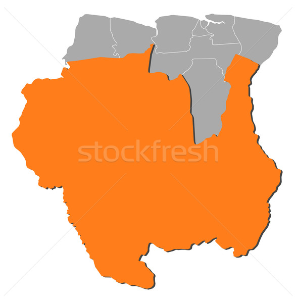 Stock photo: Map of Suriname, Sipaliwini highlighted