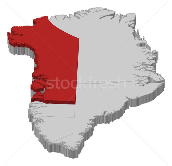 Map of Greenland, Qaasuitsup highlighted Stock photo © Schwabenblitz