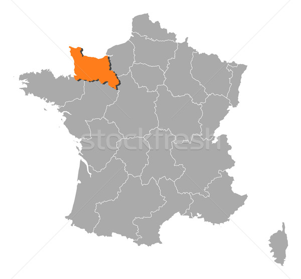 Map of France, Lower Normandy highlighted Stock photo © Schwabenblitz
