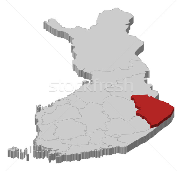 Foto stock: Mapa · Finlândia · norte · político · vários · regiões