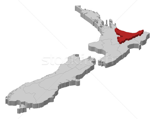 Stock photo: Map of New Zealand, Bay of Plenty highlighted