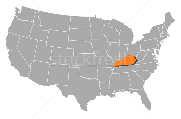 Foto stock: Mapa · Estados · Unidos · Kentucky · político · vários · abstrato