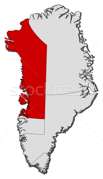 Map of Greenland, Qaasuitsup highlighted Stock photo © Schwabenblitz