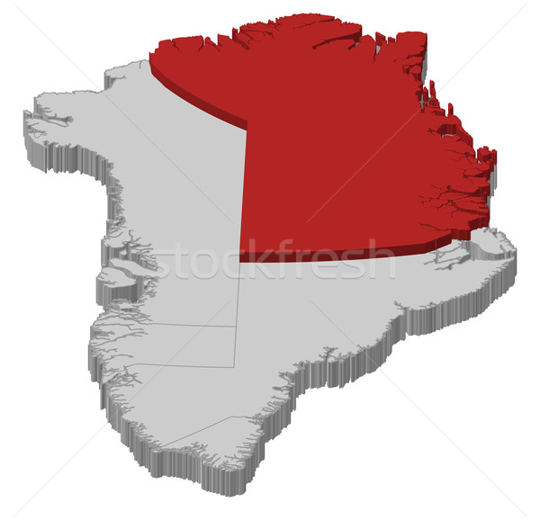 Map of Greenland, Northeast Greenland National Park highlighted Stock photo © Schwabenblitz