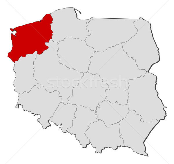 Hartă Polonia vest politic glob Imagine de stoc © Schwabenblitz