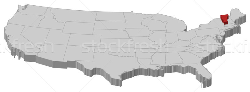 Foto stock: Mapa · Estados · Unidos · Vermont · político · resumen