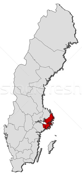 Map of Sweden, Stockholm County highlighted Stock photo © Schwabenblitz