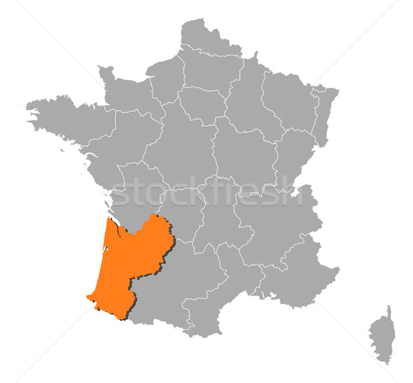 Map of France, Aquitaine highlighted Stock photo © Schwabenblitz