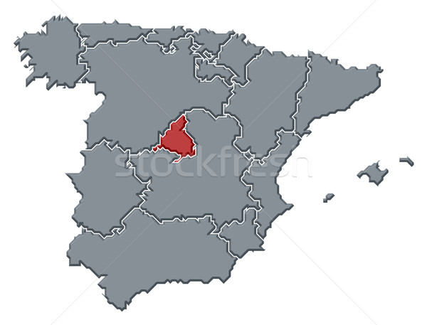 Carte Espagne Madrid politique plusieurs régions [[stock_photo]] © Schwabenblitz