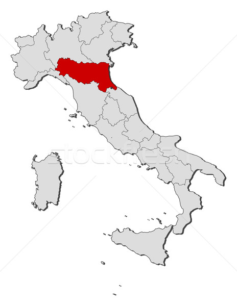 ストックフォト: 地図 · イタリア · 政治的 · いくつかの · 地域 · 世界中