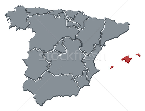 Stock photo: Map of Spain, Balearic Islands highlighted