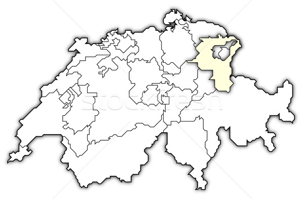 Stock photo: Map of Swizerland, St. Gallen highlighted