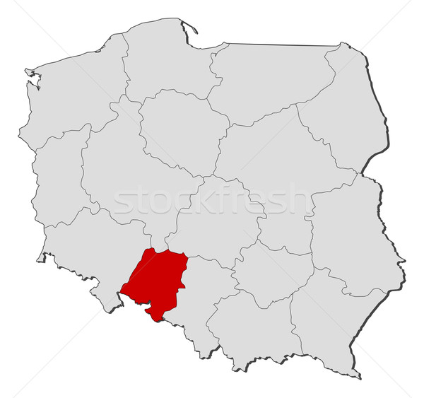 Map of Poland, Opolskie highlighted Stock photo © Schwabenblitz