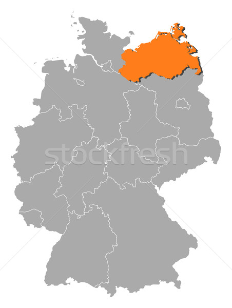Map of Germany, Mecklenburg-Vorpommern highlighted Stock photo © Schwabenblitz