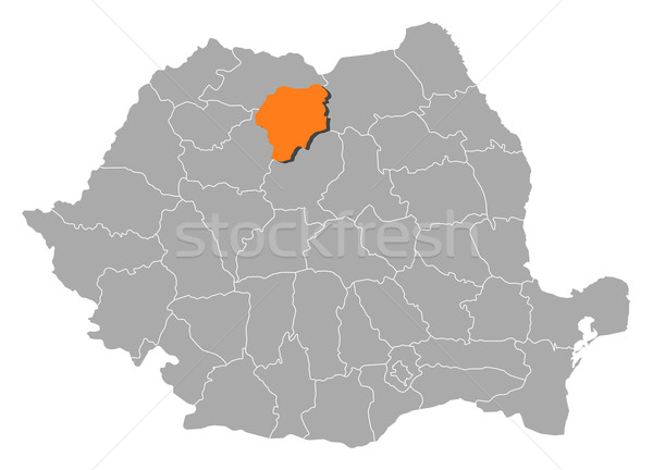 Map of Romania, Bistrita-Nasaud highlighted Stock photo © Schwabenblitz