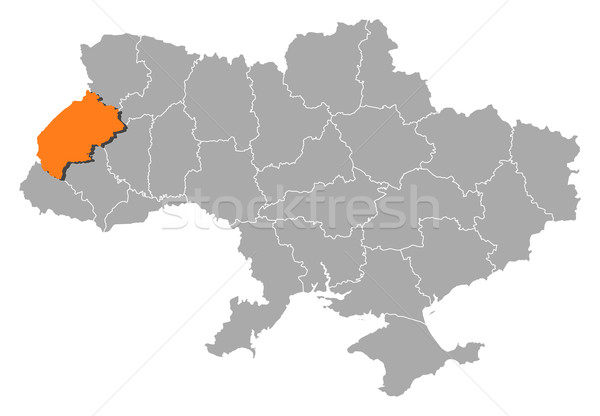 Map of Ukraine, Lviv highlighted Stock photo © Schwabenblitz