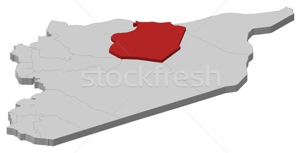 Map of Syria, Ar-Raqqah highlighted Stock photo © Schwabenblitz