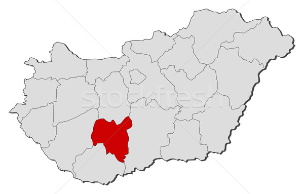 Stock photo: Map of Hungary, Tolna highlighted