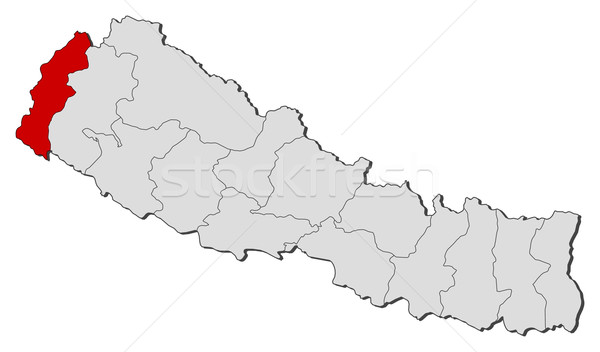 Map of Nepal, Mahakali highlighted Stock photo © Schwabenblitz