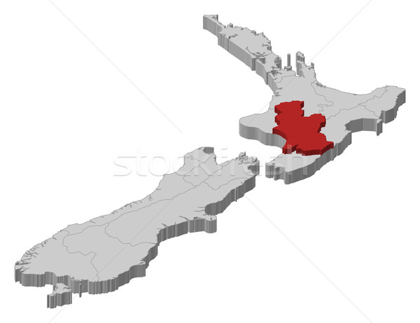 ストックフォト: 地図 · ニュージーランド · 政治的 · いくつかの · 地域 · 抽象的な