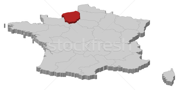 Map of France, Upper Normandy highlighted Stock photo © Schwabenblitz