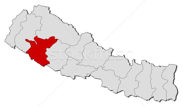 Map of Nepal, Bheri highlighted Stock photo © Schwabenblitz