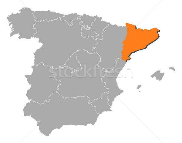 Map of Spain, Catalonia highlighted Stock photo © Schwabenblitz