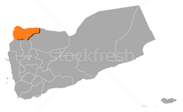 Map of Yemen, Saada highlighted Stock photo © Schwabenblitz