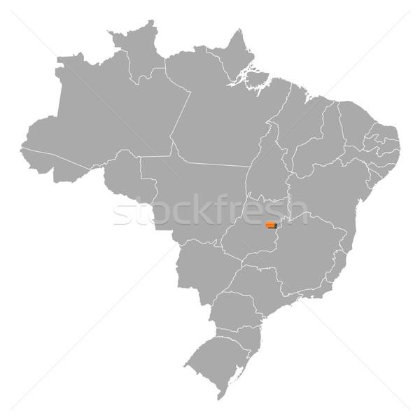 Stock photo: Map of Brazil, Brazilian Federal District highlighted