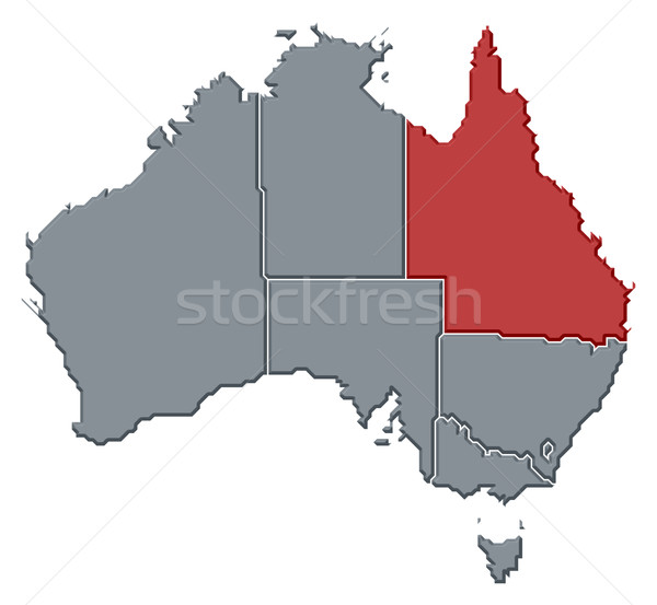 Map of Australia, Queensland highlighted Stock photo © Schwabenblitz