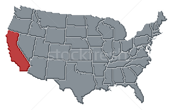 Foto stock: Mapa · Estados · Unidos · Califórnia · político · vários · abstrato