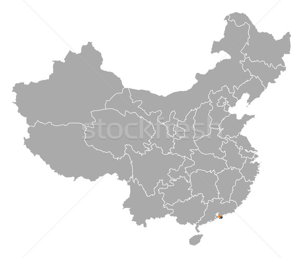 Foto d'archivio: Mappa · Cina · Hong · Kong · politico · parecchi · mondo