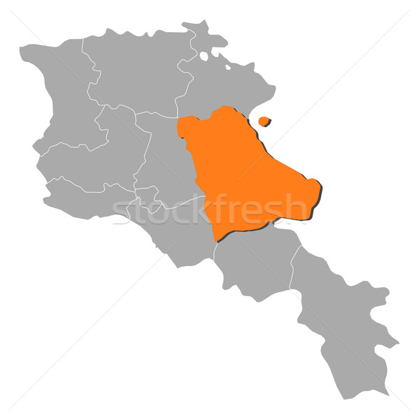 Map of Armenia, Gegharkunik highlighted Stock photo © Schwabenblitz