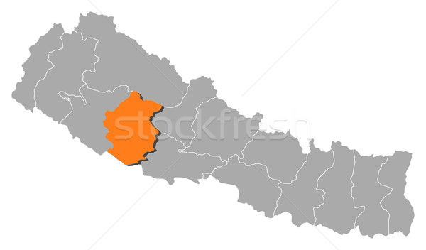 Map of Nepal, Rapti highlighted Stock photo © Schwabenblitz