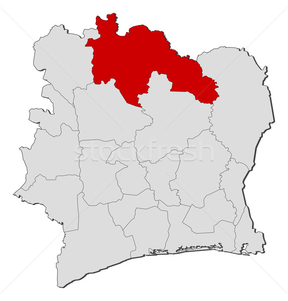 Map of Ivory Coast, Savanes highlighted Stock photo © Schwabenblitz