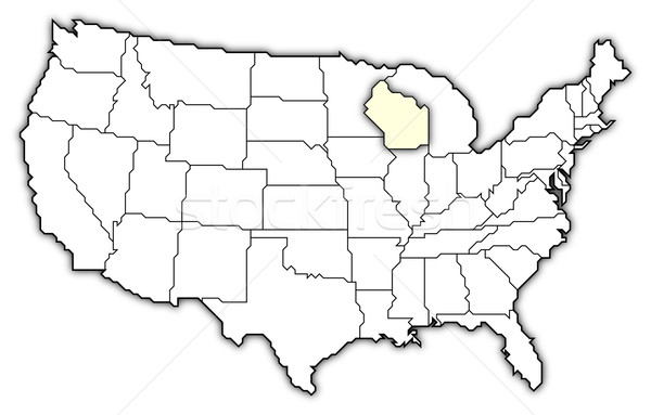Сток-фото: карта · Соединенные · Штаты · Висконсин · политический · несколько · аннотация