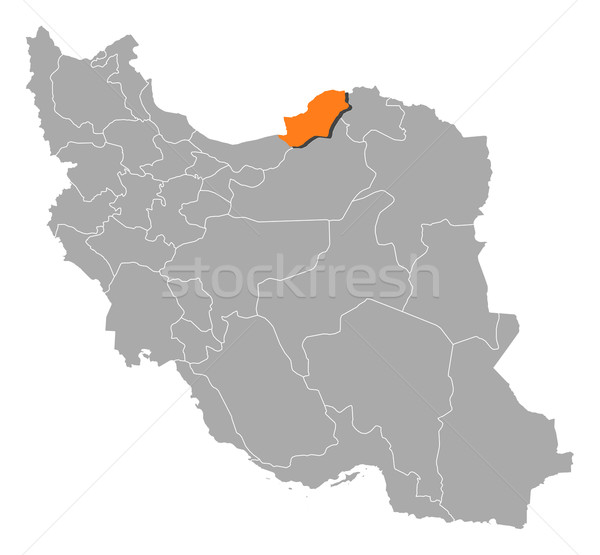 Map of Iran, Golestan highlighted Stock photo © Schwabenblitz