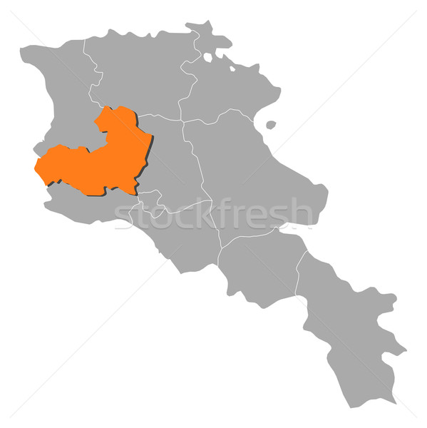 Map of Armenia, Aragatsotn highlighted Stock photo © Schwabenblitz
