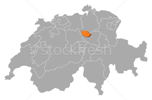 Stock photo: Map of Swizerland, Zug highlighted