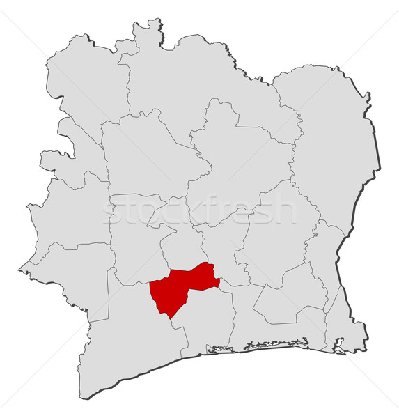 Stock photo: Map of Ivory Coast, Fromager highlighted