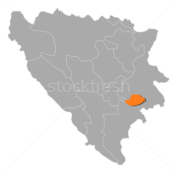 Map of Bosnia and Herzegovina, Bosnian Podrinje highlighted Stock photo © Schwabenblitz