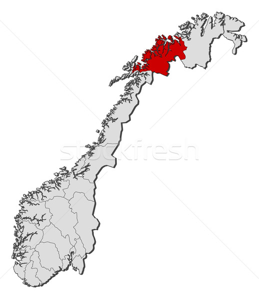 Map of Norway, Troms highlighted Stock photo © Schwabenblitz